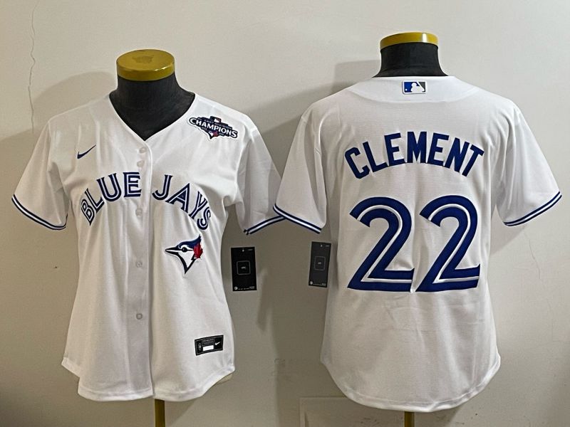 Women 2025 Nike Toronto Blue Jays #22 Clement White Game MLB Jersey 02->women mlb jersey->Women Jersey